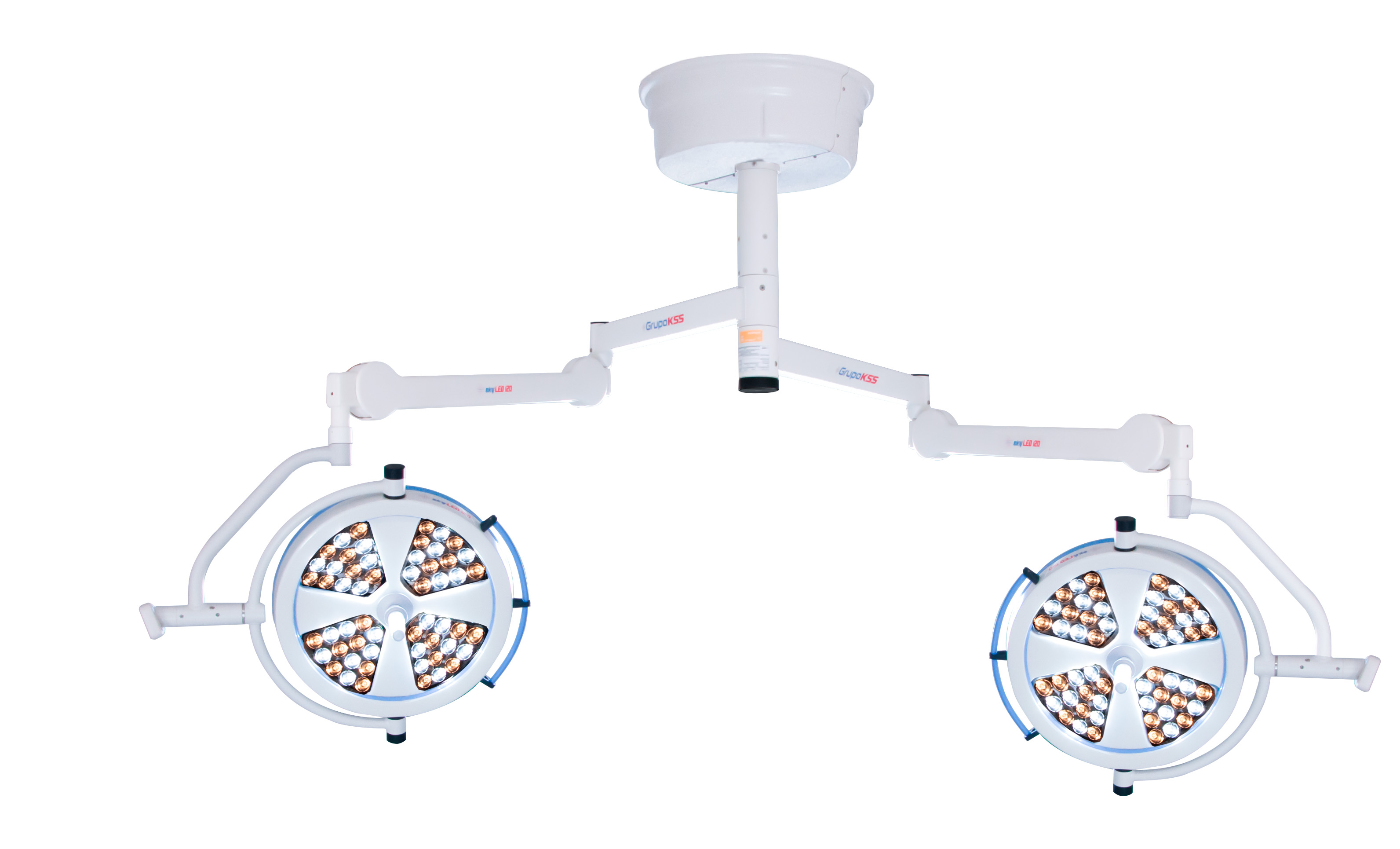 Foco Cirúrgico SKYLED de Teto Dois Braços 120 / 120 (120.000 LUX Cada Cúpula)